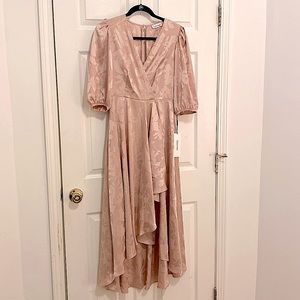 Calvin Klein Floral Jacquard Faux-Wrap Dress - Blush